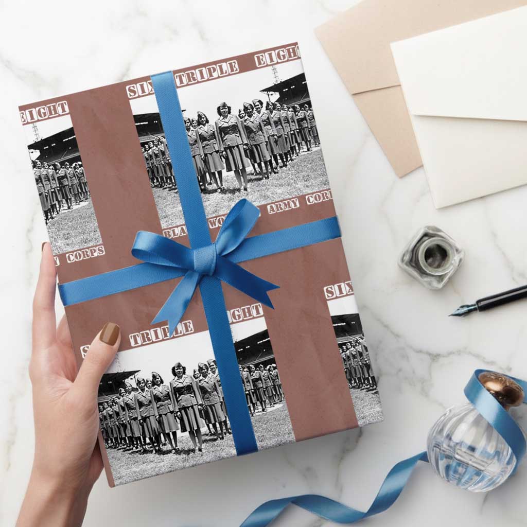 6 Triple 8 Wrapping Paper Roll Black Women's Army Corps 6888th Battalion - Wonder Print Shop
