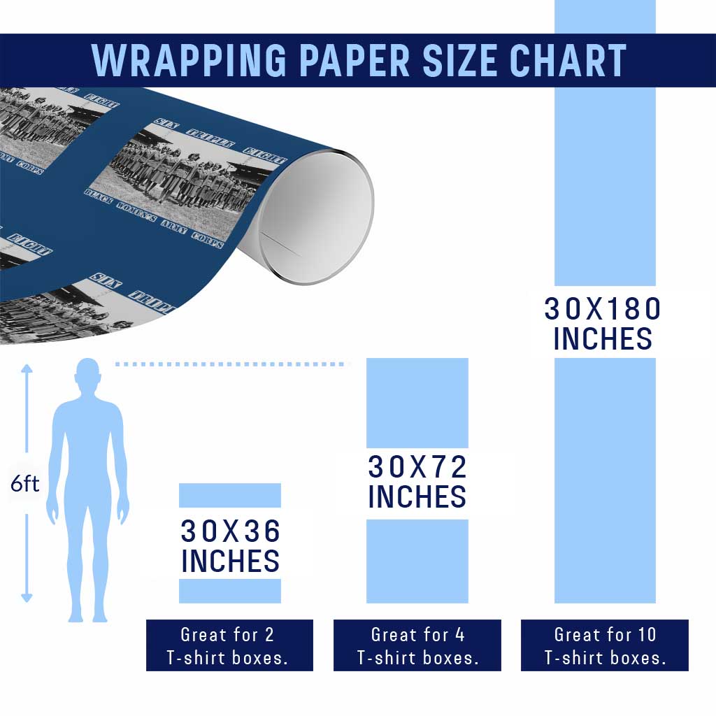 6 Triple 8 Wrapping Paper Roll Black Women's Army Corps 6888th Battalion - Wonder Print Shop
