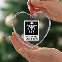 60 Years Ago I Was The Fastest Heart Crystal Glass Ornament Funny 60th Birthday Celebration