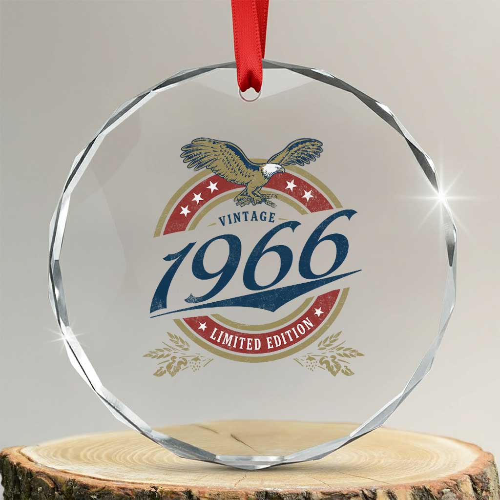 60th Birthday Beer Lover Vintage 1966 Limited Edition Crystal Glass Ornament Bald Eagle