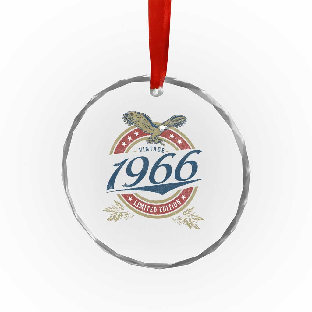 60th Birthday Beer Lover Vintage 1966 Limited Edition Crystal Glass Ornament Bald Eagle