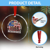 60th Birthday Crystal Glass Ornament Vintage 1966 60 Year Old Birthday American Flag