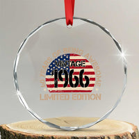 60th Birthday Crystal Glass Ornament Vintage 1966 60 Year Old Birthday USA Flag