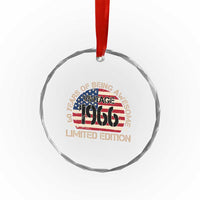 60th Birthday Crystal Glass Ornament Vintage 1966 60 Year Old Birthday USA Flag