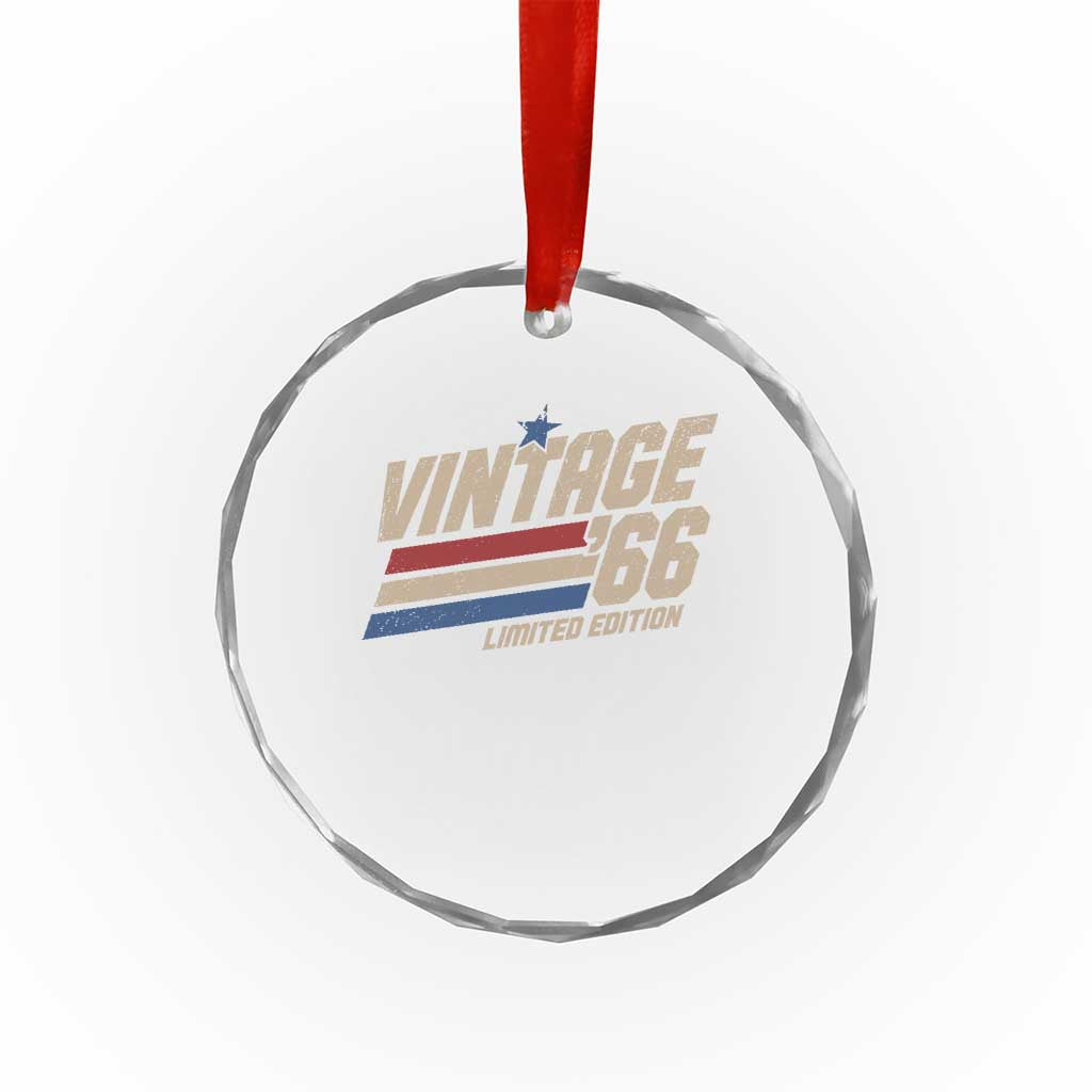 60th Birthday Crystal Glass Ornament Vintage 1966 60 Years Old Birthday USA Stripes