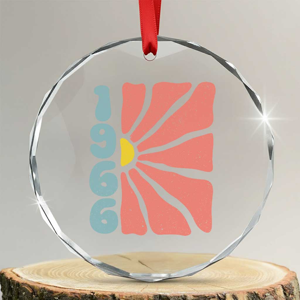60th Birthday Crystal Glass Ornament Vintage 1966 Boho Flowers 60 Years Old Birthday