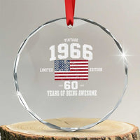 60th Birthday Crystal Glass Ornament Vintage 1966 Limited Edition 60 Years Of Being Awesome USA Flag