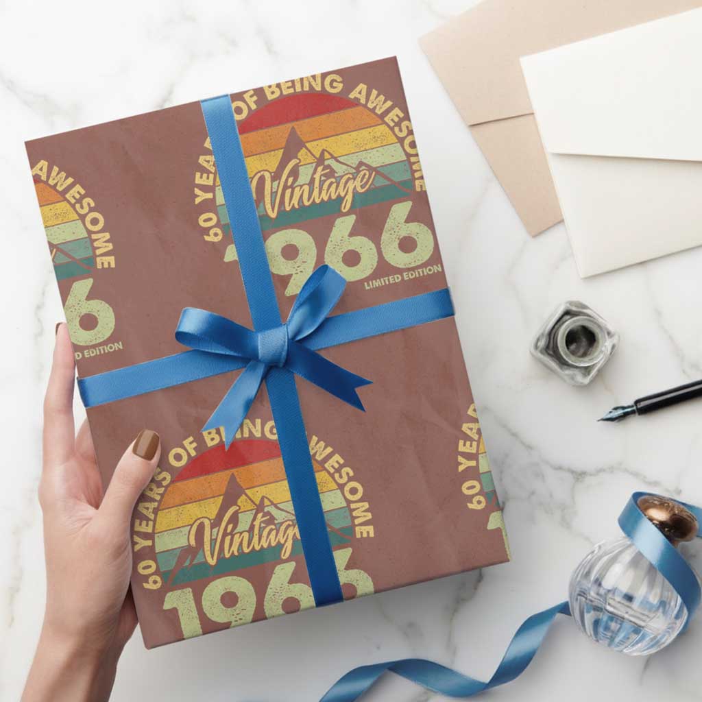 60th Birthday Wrapping Paper Roll Vintage 1966 Limited Edition 60 Year Old Gift