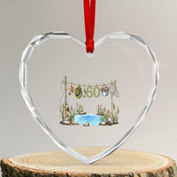 60th Birthday Fishing Heart Crystal Glass Ornament Fisherman Birthday Party Gift