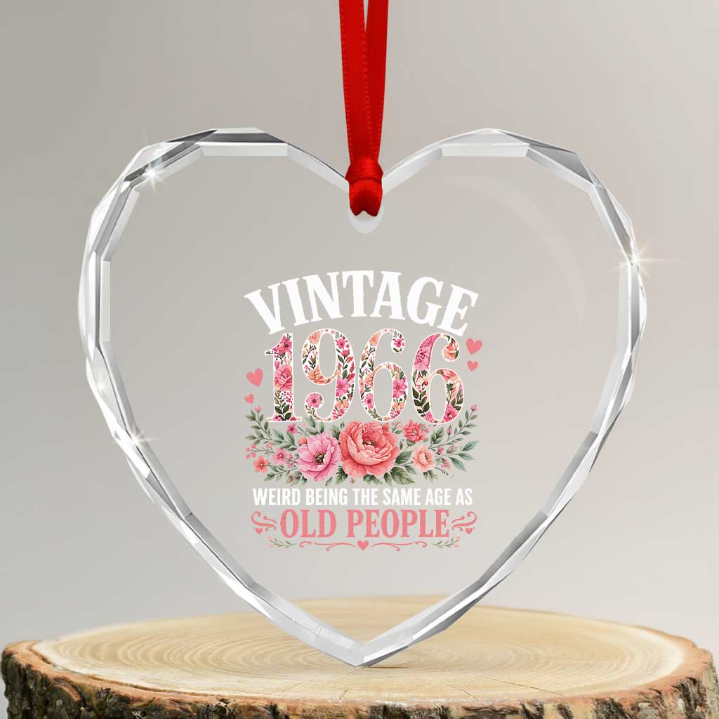 60th Birthday Gifts For Her Heart Crystal Glass Ornament Floral 1966 Weird Being The Same Age As Old People