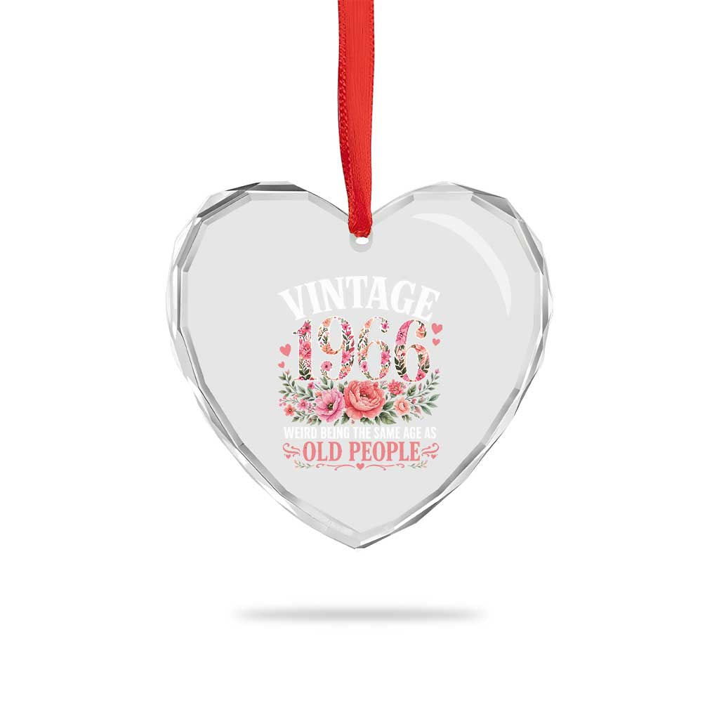 60th Birthday Gifts For Her Heart Crystal Glass Ornament Floral 1966 Weird Being The Same Age As Old People