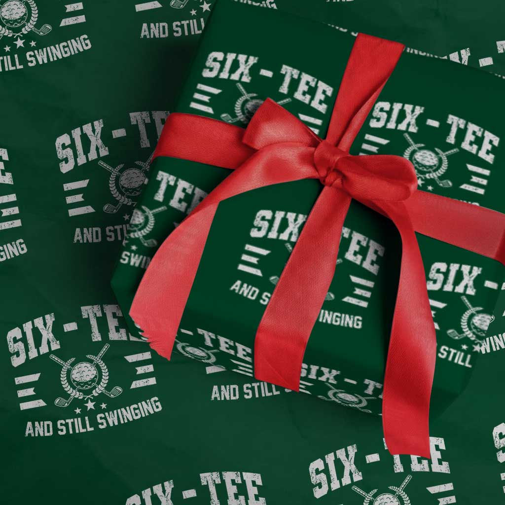 60th Birthday Golf Wrapping Paper Roll Funny Six Tee And Still Swinging 60 Years Old