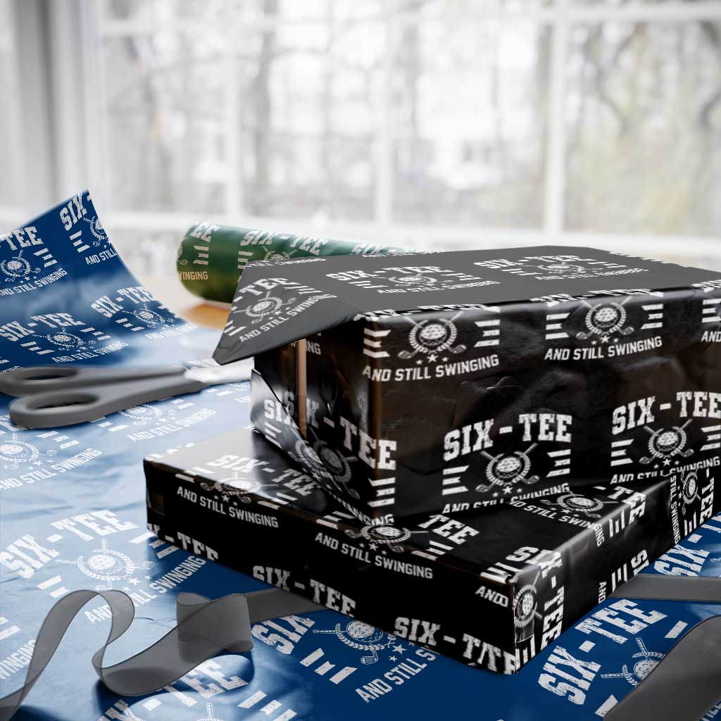 60th Birthday Golf Wrapping Paper Roll Funny Six Tee And Still Swinging 60 Years Old
