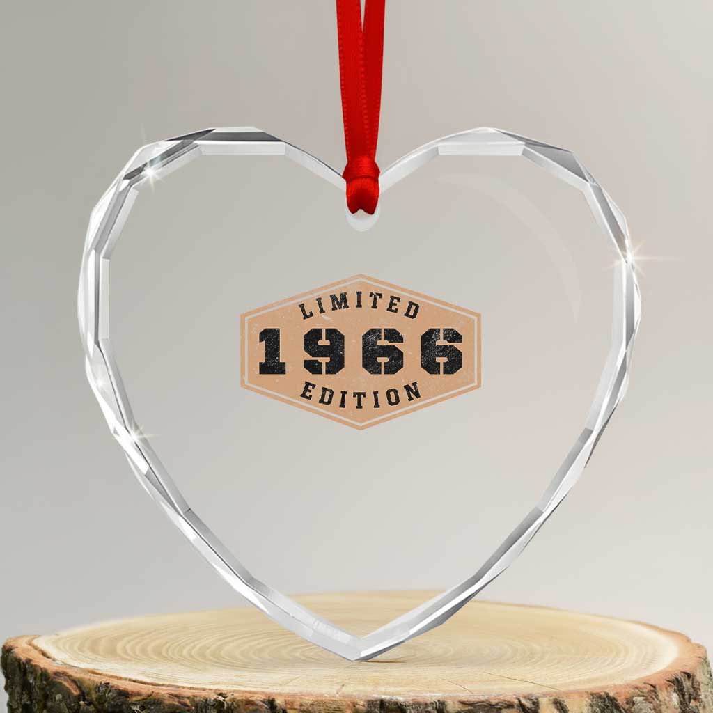 60th Birthday Heart Crystal Glass Ornament 1966 Limited Edition Gifts For Turning 60