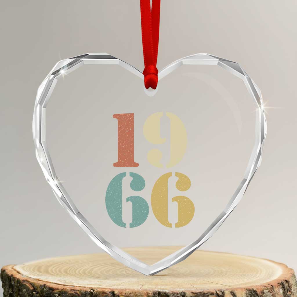 60th Birthday Heart Crystal Glass Ornament Classic Retro 1966 60 Year Old Gifts