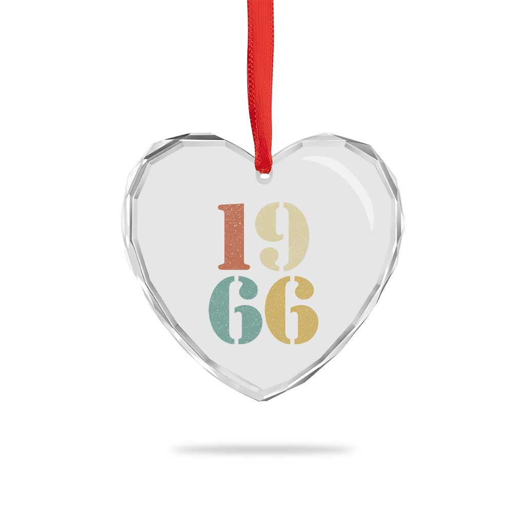 60th Birthday Heart Crystal Glass Ornament Classic Retro 1966 60 Year Old Gifts