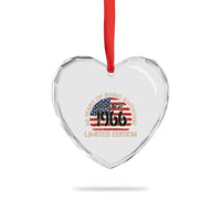 60th Birthday Heart Crystal Glass Ornament Vintage 1966 60 Year Old Birthday USA Flag
