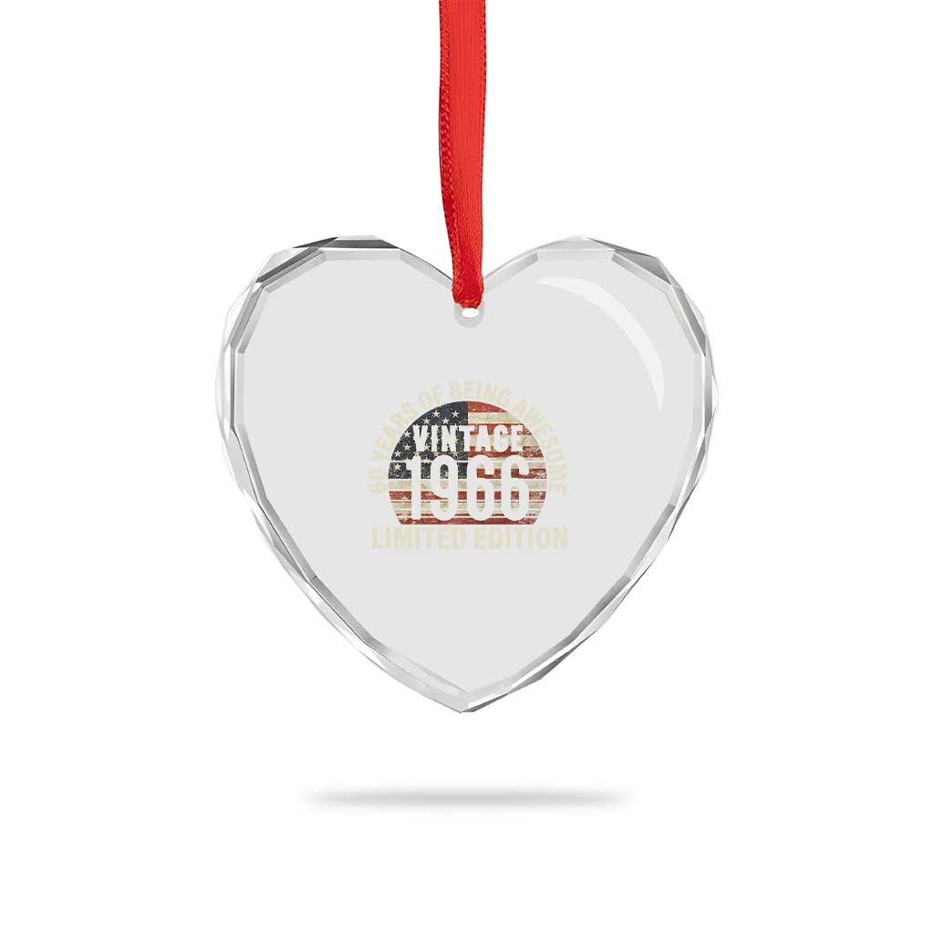 60th Birthday Heart Crystal Glass Ornament Vintage 1966 Limited Edition 60 Years Of Being Awesome American Flag - Wonder Print Shop