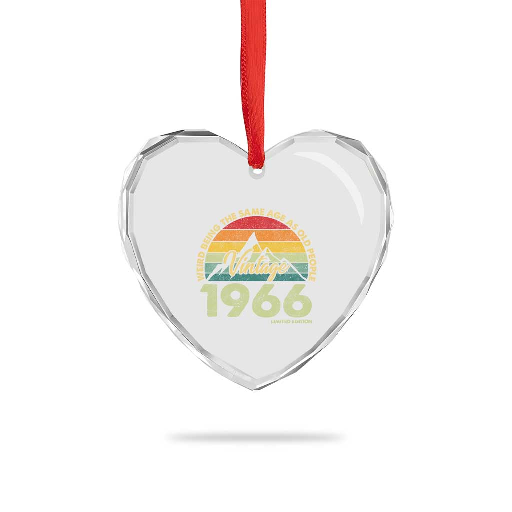 60th Birthday Heart Crystal Glass Ornament Vintage 1966 Weird Being the Same Age as Old People 60 Year Old Gift