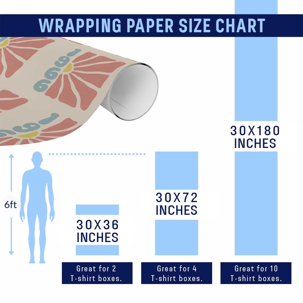 60th Birthday Wrapping Paper Roll Vintage 1966 Boho Flowers 60 Years Old Birthday