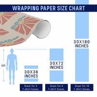 60th Birthday Wrapping Paper Roll Vintage 1966 Boho Flowers 60 Years Old Birthday