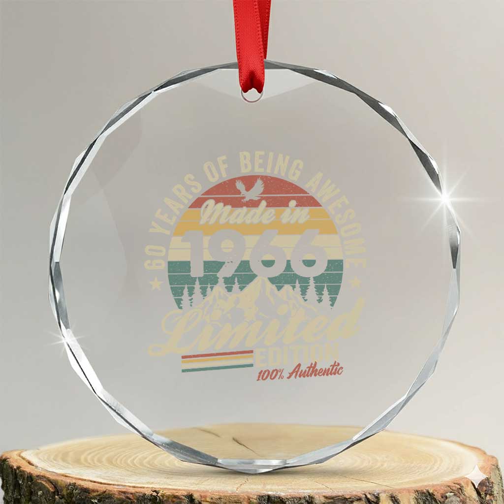 60th Birthday Made In 1966 Crystal Glass Ornament 60 Years Of Being Awesome Vintage Limited Edition