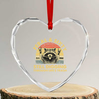 60th Birthday Raccoon Heart Crystal Glass Ornament Feral And Sixty Still Digging Through Life's Trash Est 1966