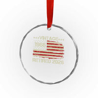 60th Birthday Retirement Crystal Glass Ornament Vintage 1966 Retired 2026 American Flag