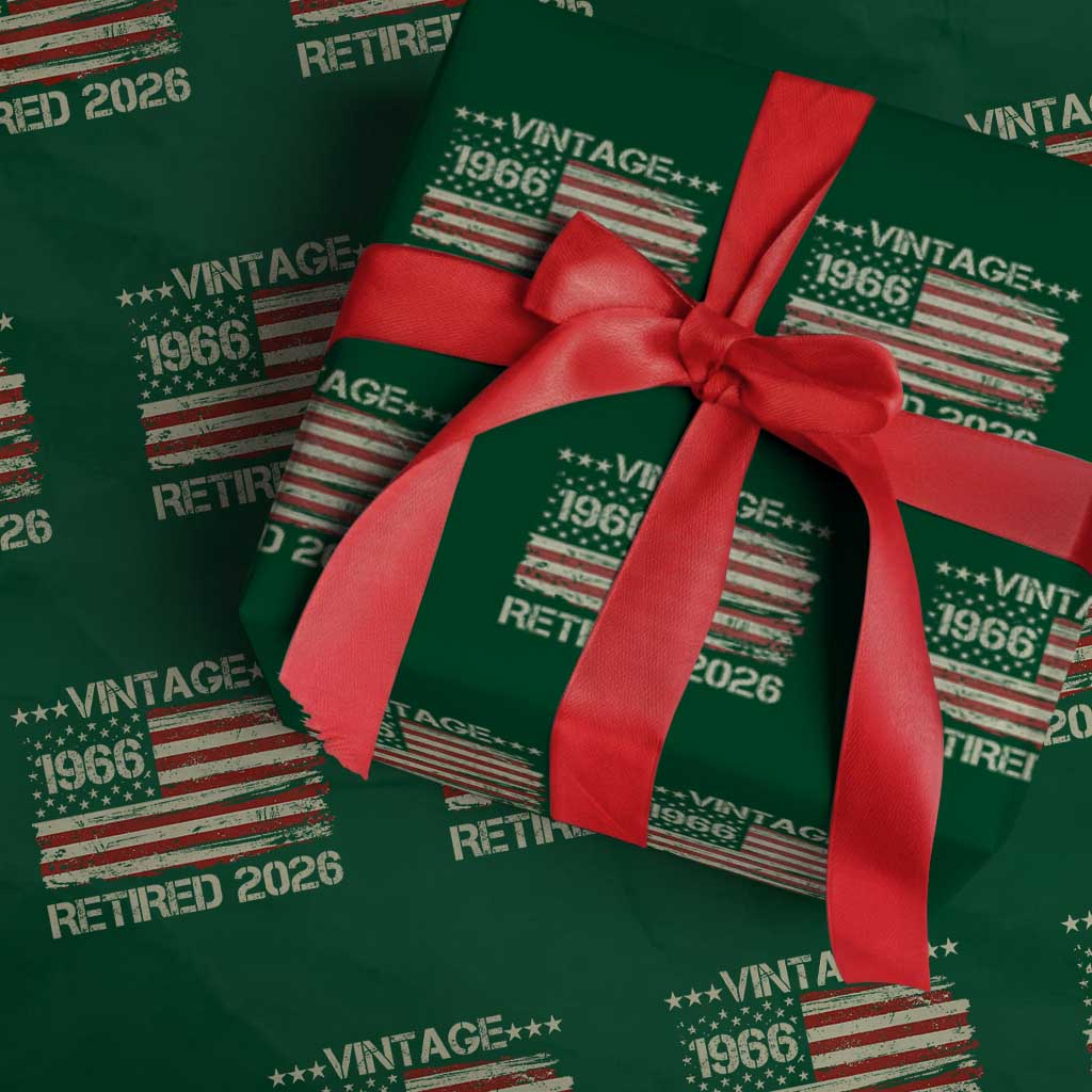 60th Birthday Retirement Wrapping Paper Roll Vintage 1966 Retired 2026 American Flag
