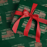 60th Birthday Retirement Wrapping Paper Roll Vintage 1966 Retired 2026 American Flag
