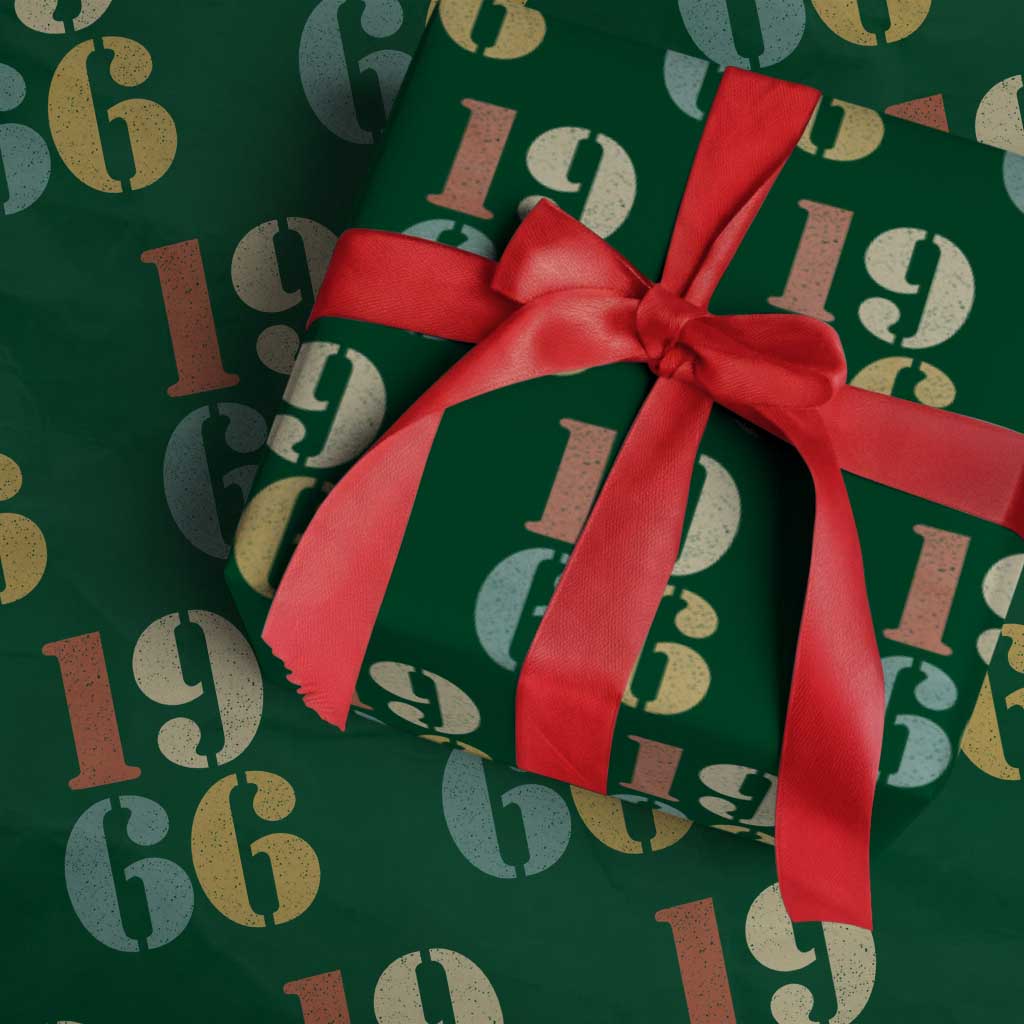 60th Birthday Wrapping Paper Roll Classic Retro 1966 60 Year Old Gifts