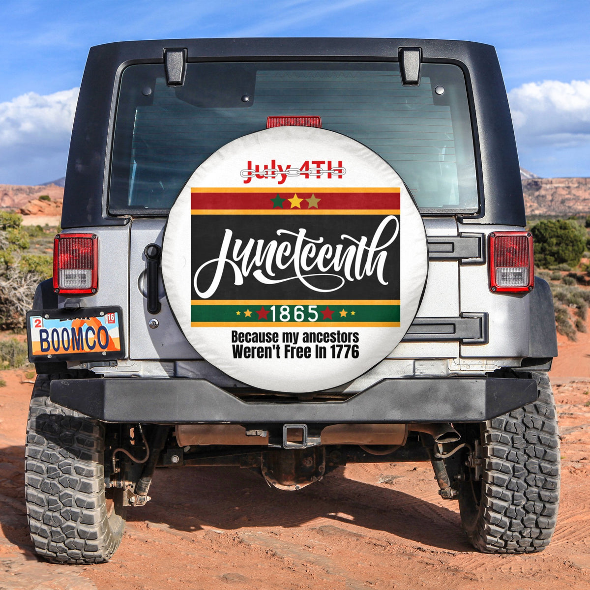 African Tire Covers - Juneteenth Spare Tire Cover Juneteenth 1865, My Ancestors Weren't Free In 1776 NO.64 LT8 - Wonder Print Shop