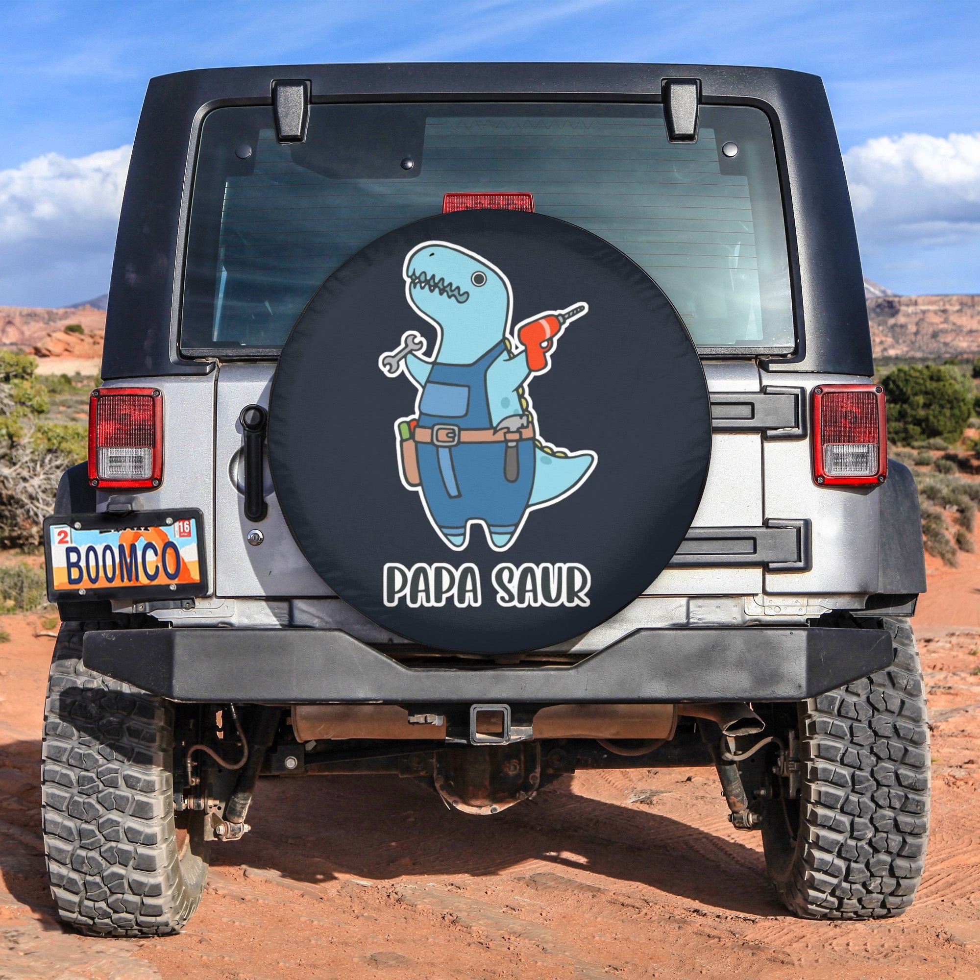 Father's Day Tire Covers - Papa Saur Spare Tire Cover NO.65 LT8 - Wonder Print Shop