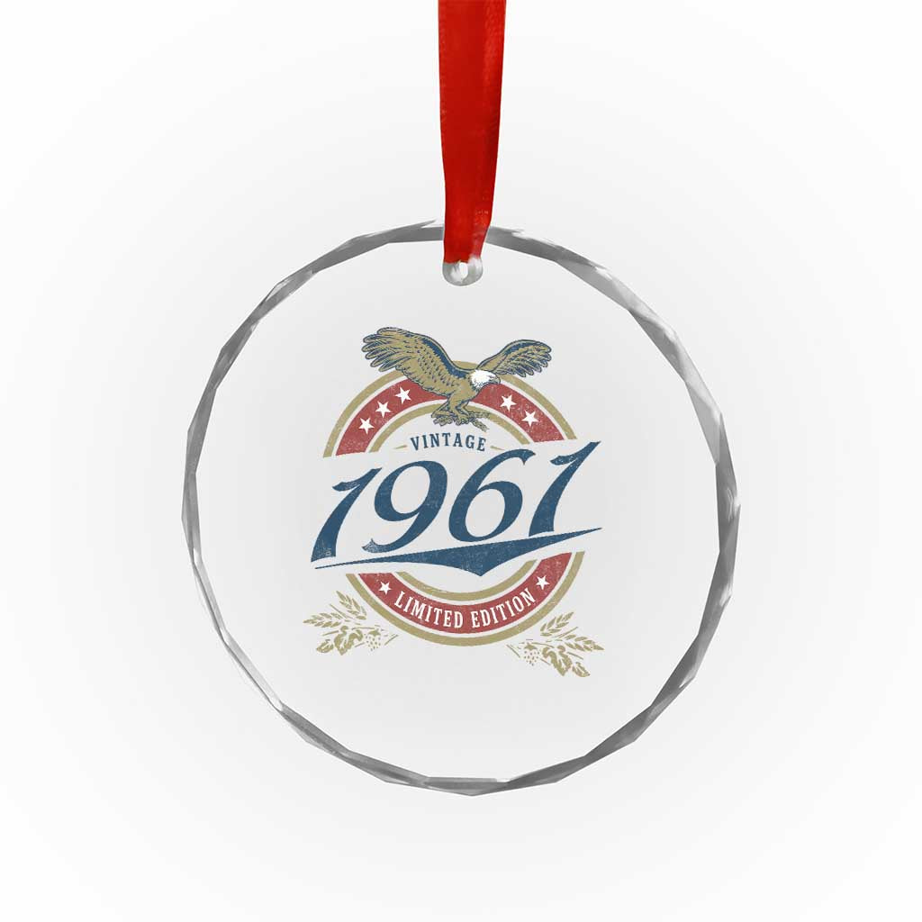 65th Birthday Beer Lover Vintage 1961 Limited Edition Crystal Glass Ornament Bald Eagle