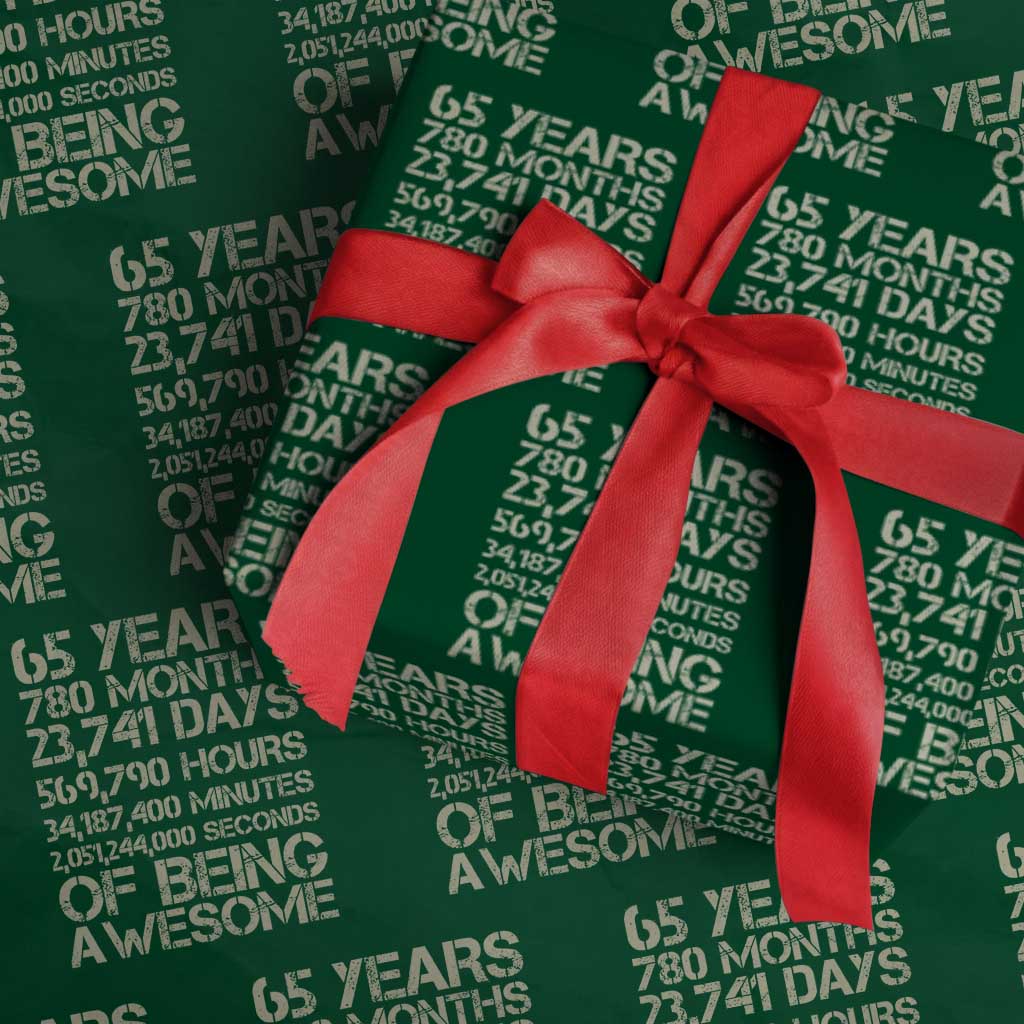 65th Milestone Birthday Gift Wrapping Paper Roll 65 Years Of Being Awesome