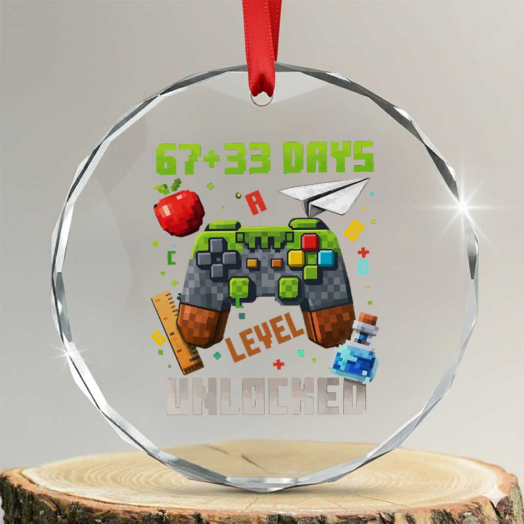67 33 100 Days Level Unlocked Crystal Glass Ornament Gaming 100th Day of School Boys Kid