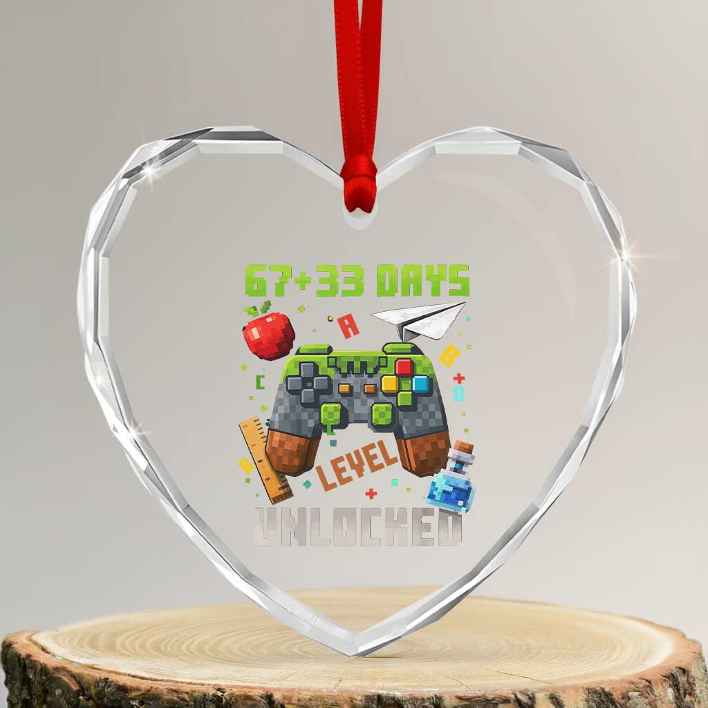 67 33 100 Days Level Unlocked Heart Crystal Glass Ornament Gaming 100th Day of School Boys Kid