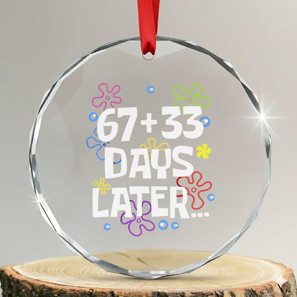 67 33 One Hundred Days Later Crystal Glass Ornament Funny 100th Day of School Flowers