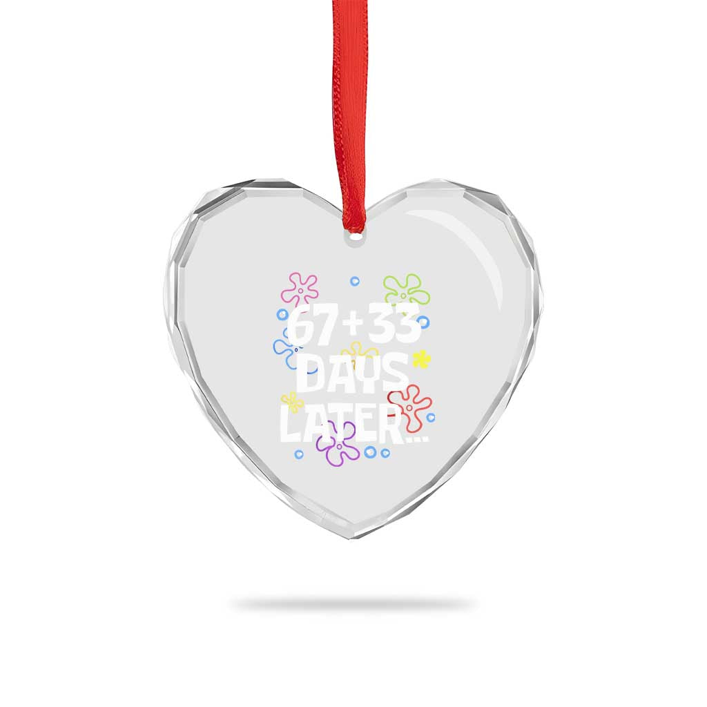 67 33 One Hundred Days Later Heart Crystal Glass Ornament Funny 100th Day of School Flowers
