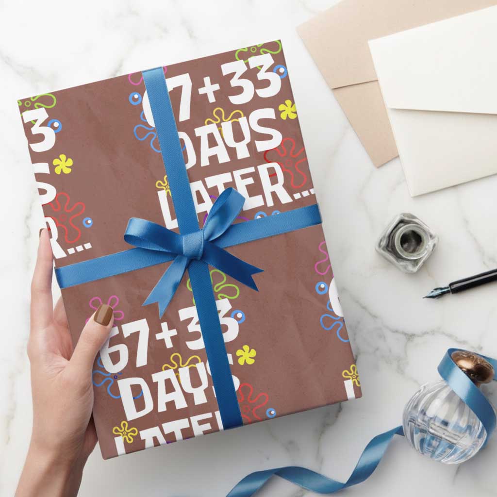 67 33 One Hundred Days Later Wrapping Paper Roll Funny 100th Day of School Flowers