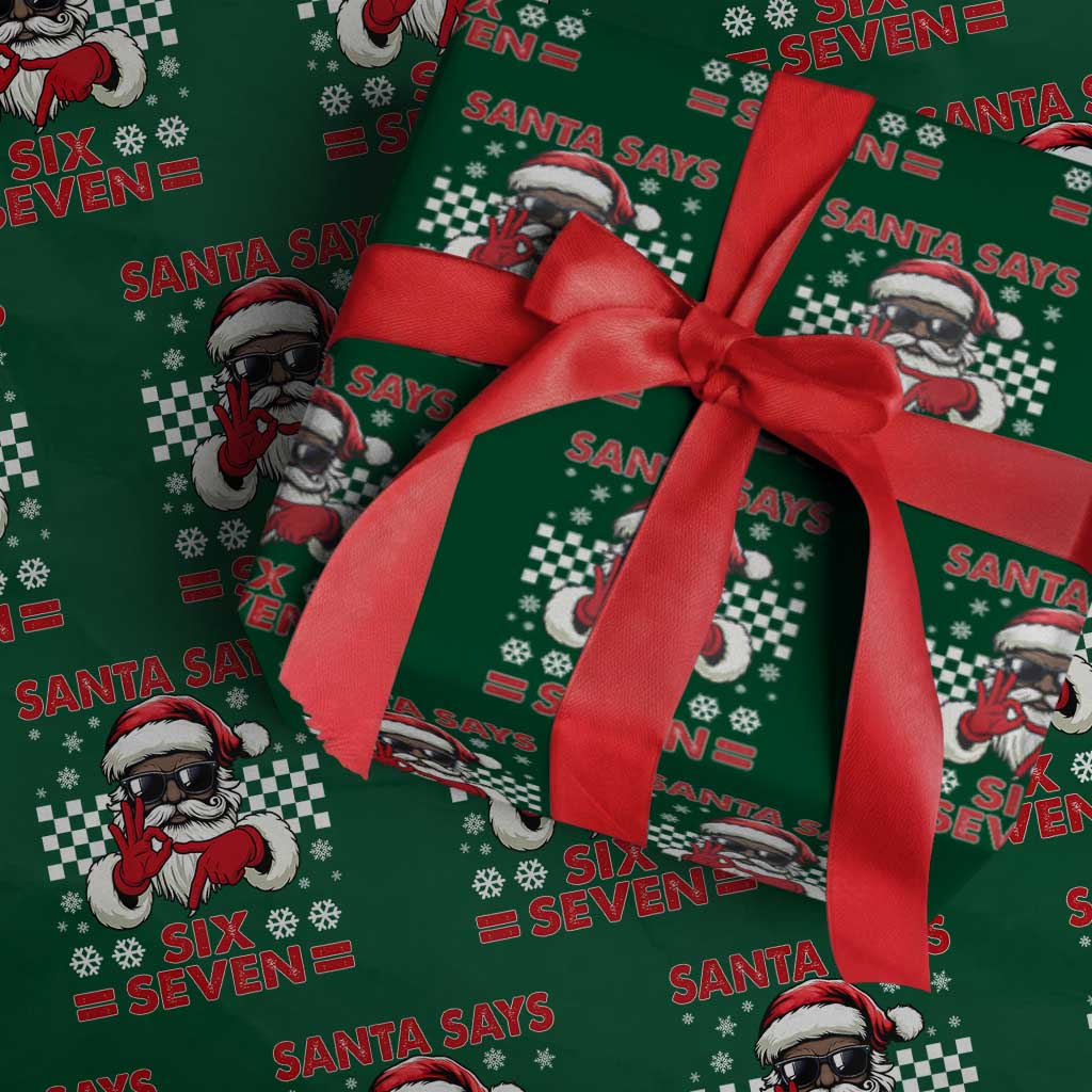 67 African American Santa Christmas Wrapping Paper Roll Funny Santa Says Six Seven Meme Gen Alpha Slang - Wonder Print Shop