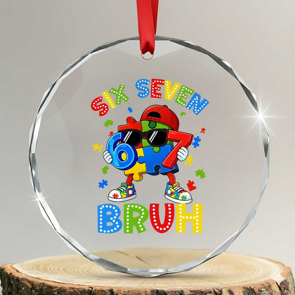 67 Autism Awareness Crystal Glass Ornament Funny Six Seven Bruh Autistic Puzzle Kids Boys