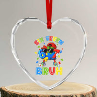 67 Autism Awareness Heart Crystal Glass Ornament Funny Six Seven Bruh Autistic Puzzle Kids Boys