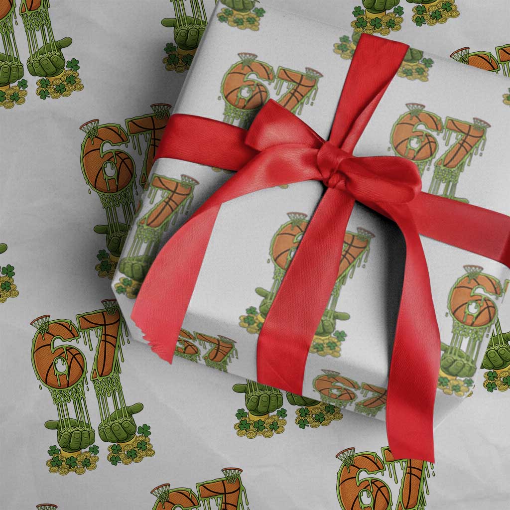 67 Basketball St Patricks Day Wrapping Paper Roll Funny Six Seven Gen Alpha Meme Drip