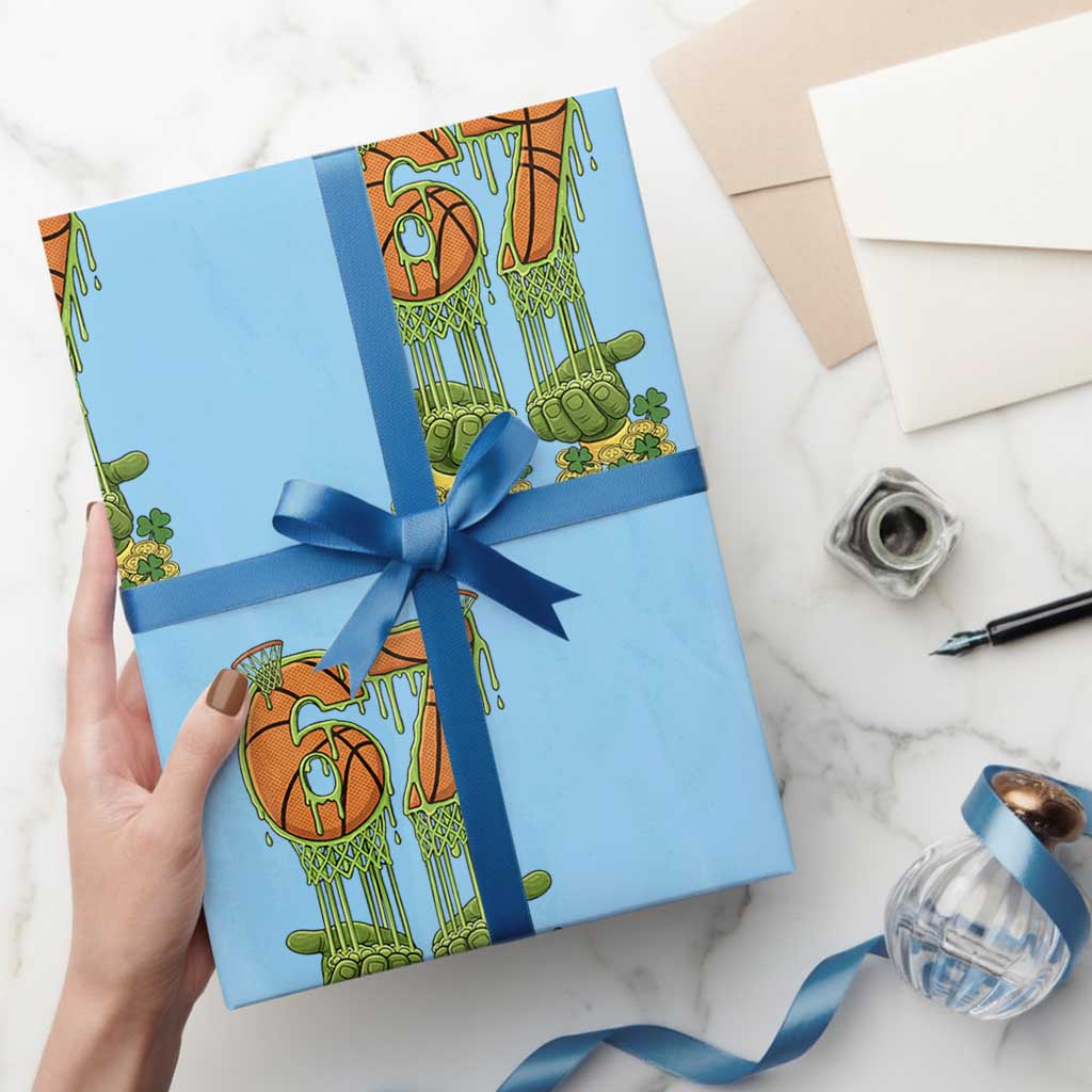 67 Basketball St Patricks Day Wrapping Paper Roll Funny Six Seven Gen Alpha Meme Drip