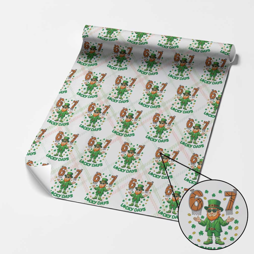 67 Basketball St Patricks Day Wrapping Paper Roll Funny Six Seven Leprechaun Meme