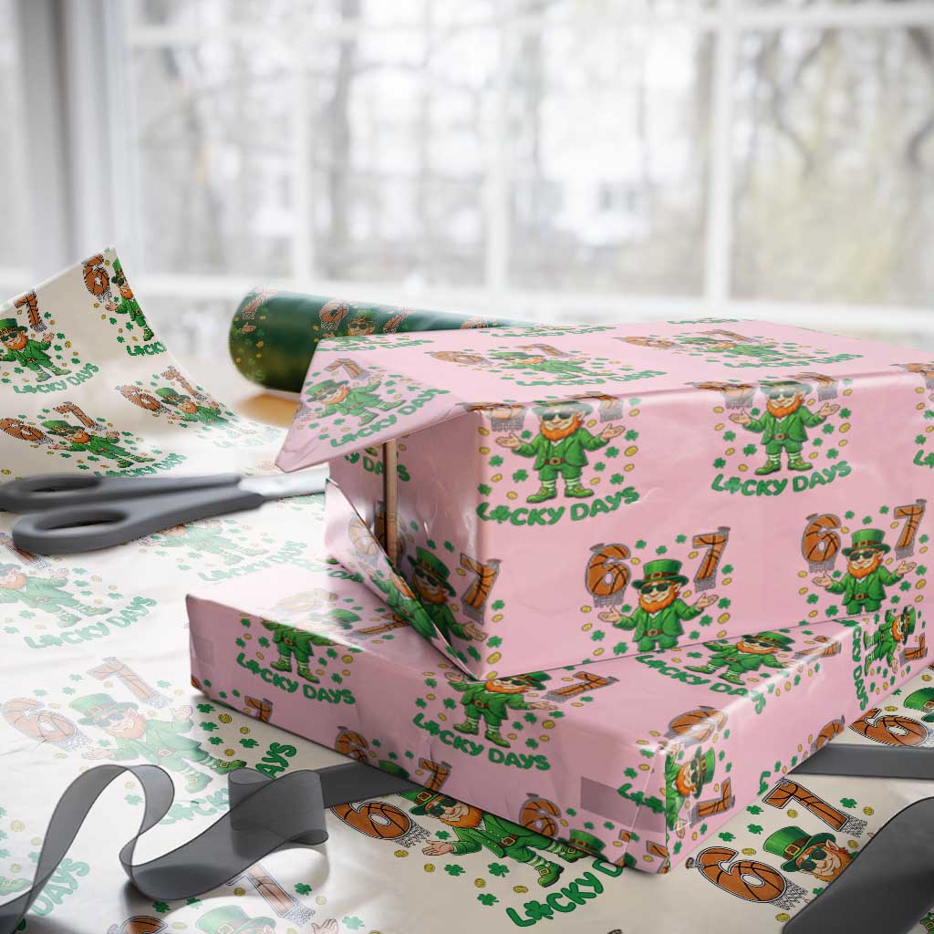 67 Basketball St Patricks Day Wrapping Paper Roll Funny Six Seven Leprechaun Meme