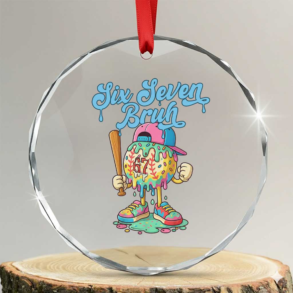67 Bruh Meme Crystal Glass Ornament Ice Cream Drip Baseball Sport - Wonder Print Shop