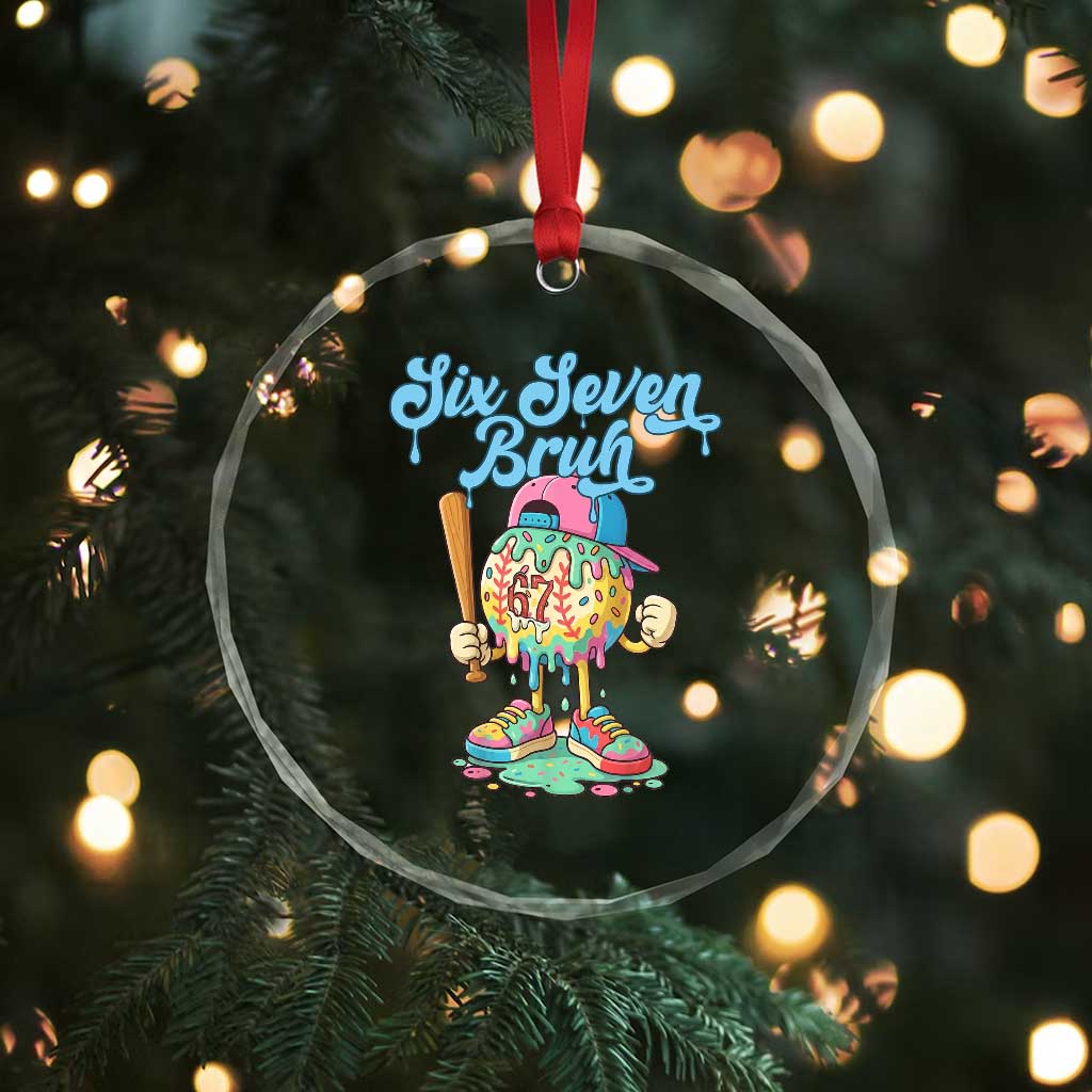 67 Bruh Meme Crystal Glass Ornament Ice Cream Drip Baseball Sport - Wonder Print Shop