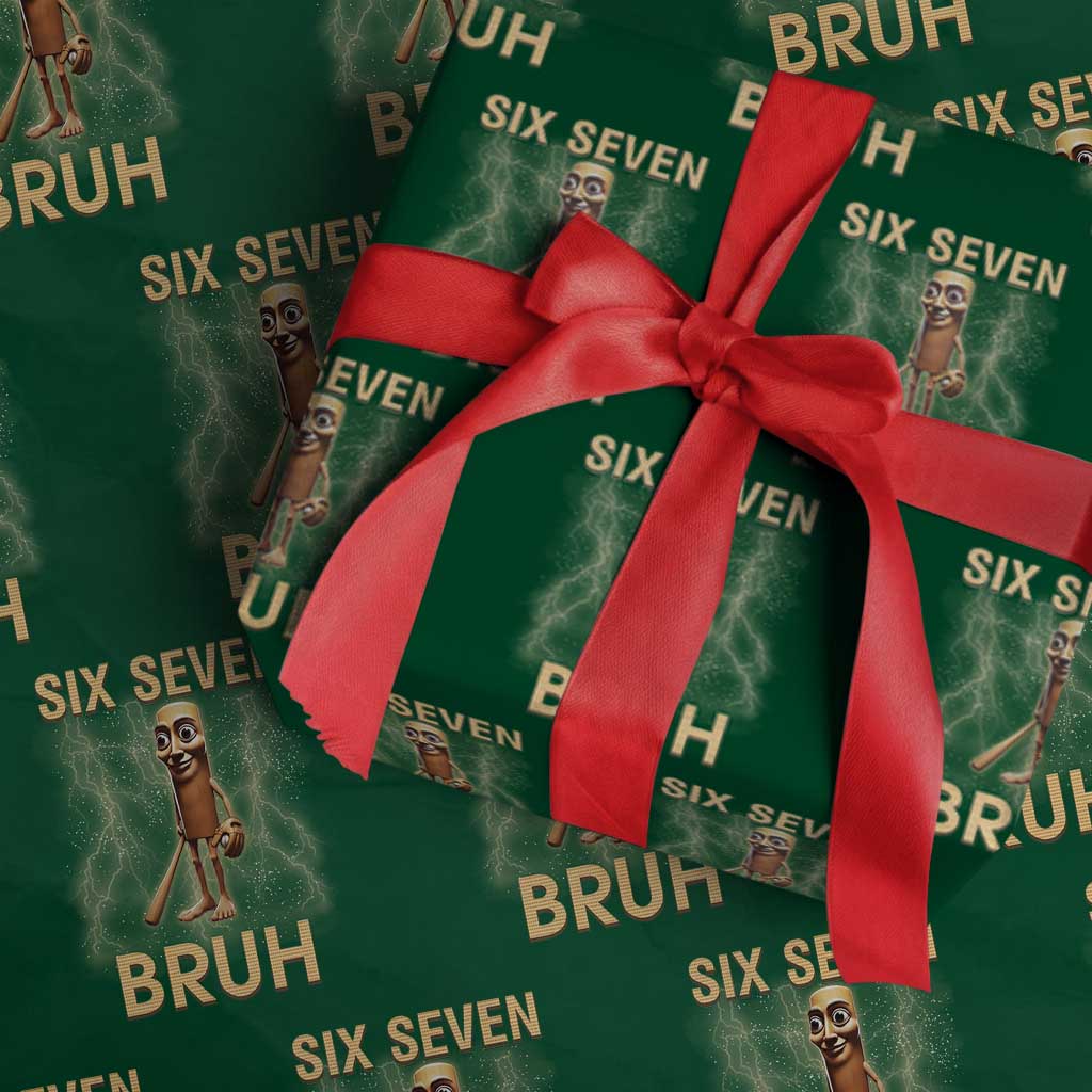 67 Bruh Meme Wrapping Paper Roll Funny Six Seven Tung Tung Sahur - Wonder Print Shop